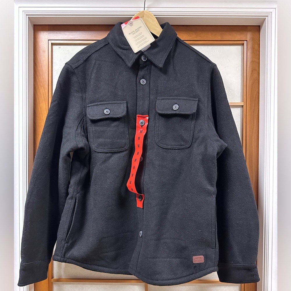 Jachs Men’s Wool Blend Sherpa Jacket Shacket New Black - Picture 3 of 14